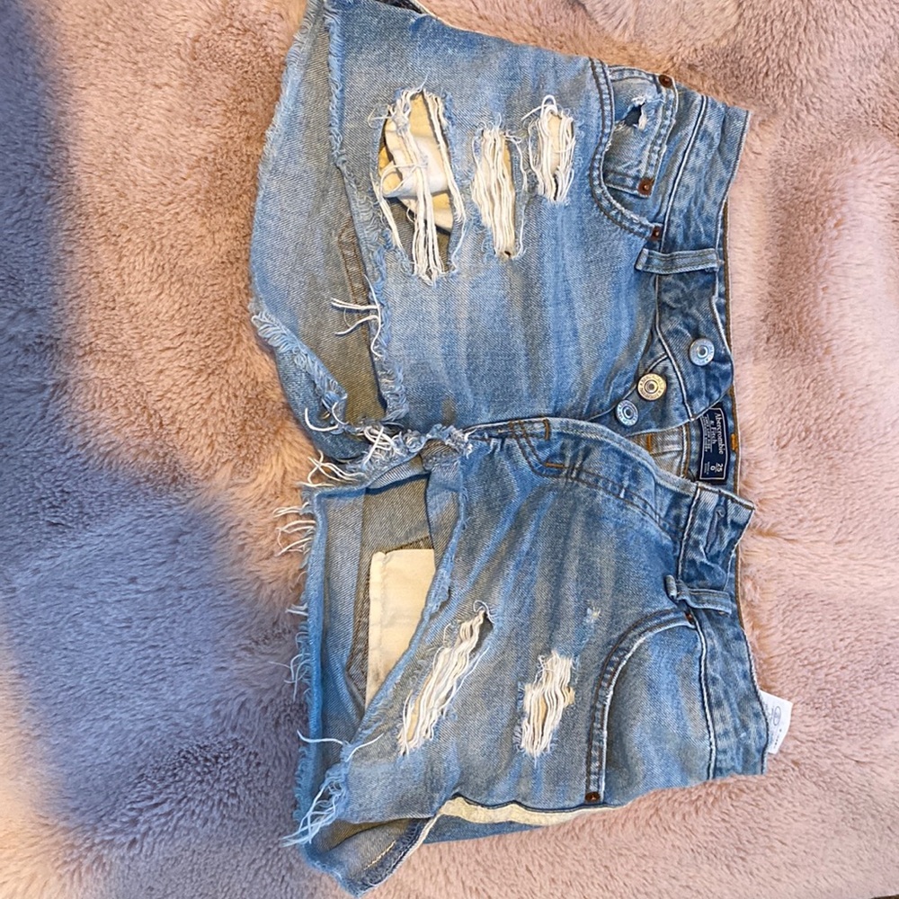 Abercrombie and fitch low rise jean shorts. Size 0